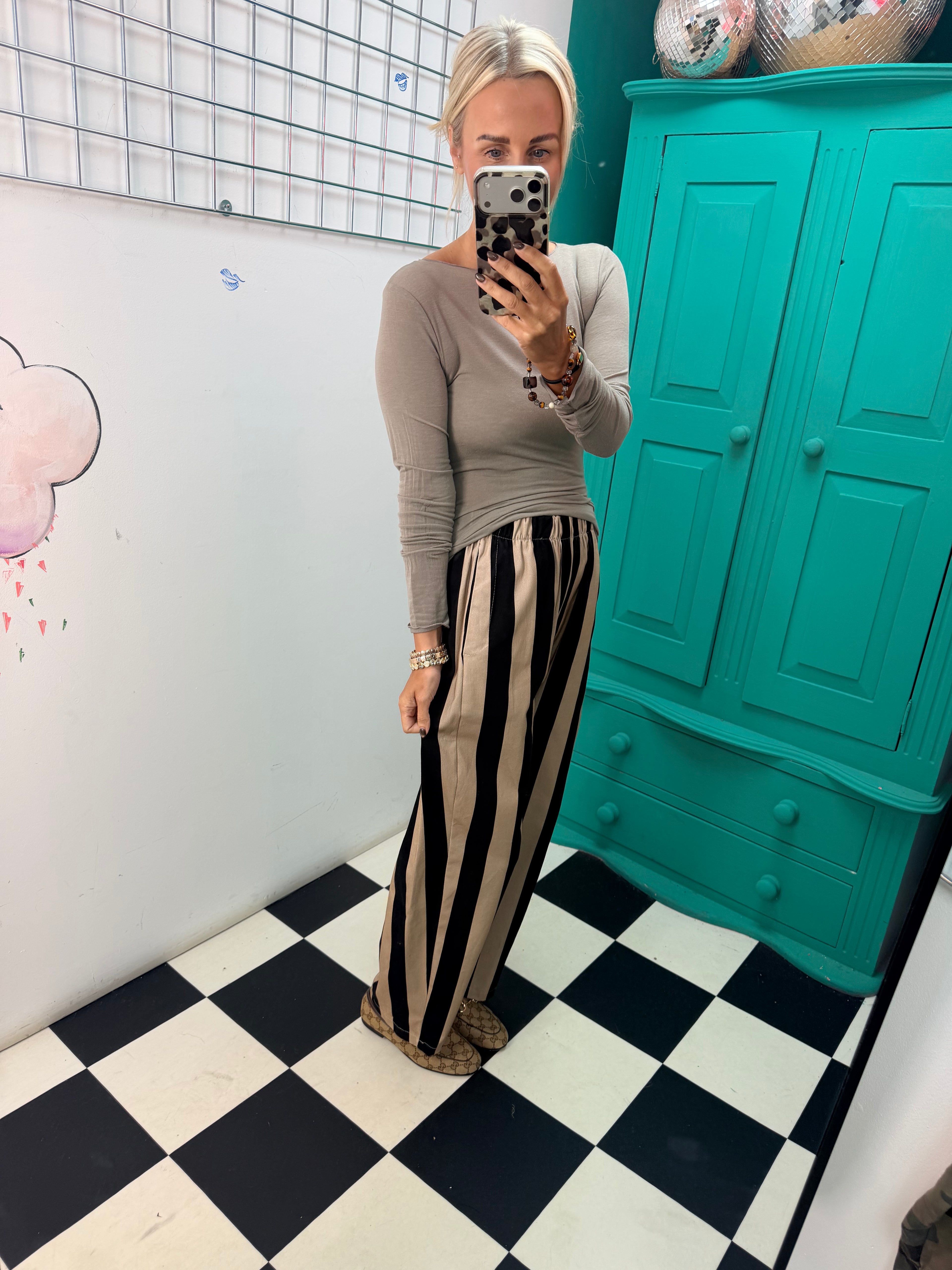 The Bold Stripe Trousers Black/Cream