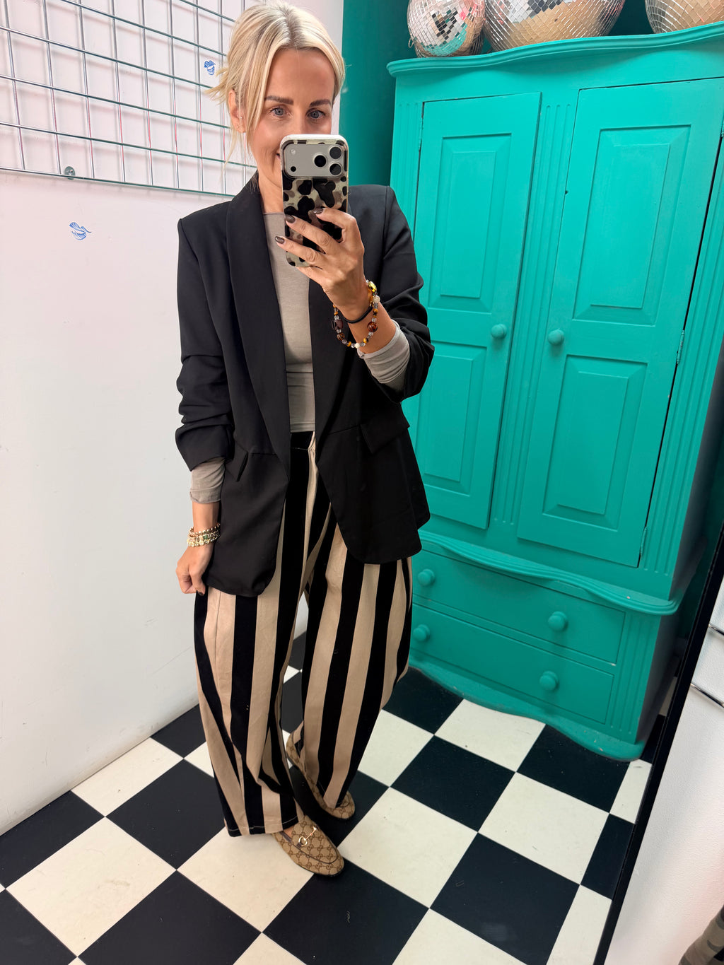 The Bold Stripe Trousers Black/Cream