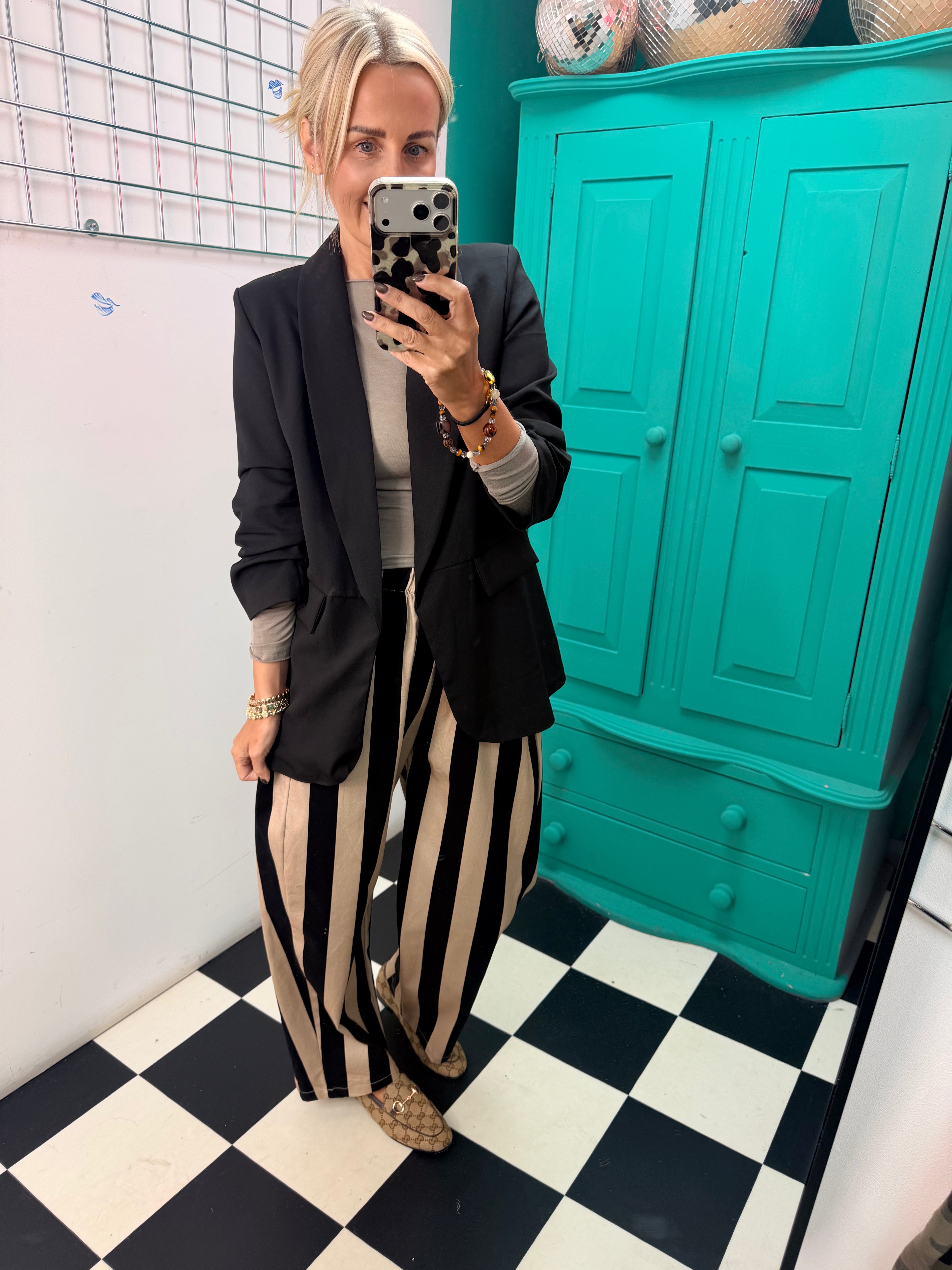 The Bold Stripe Trousers Black/Cream