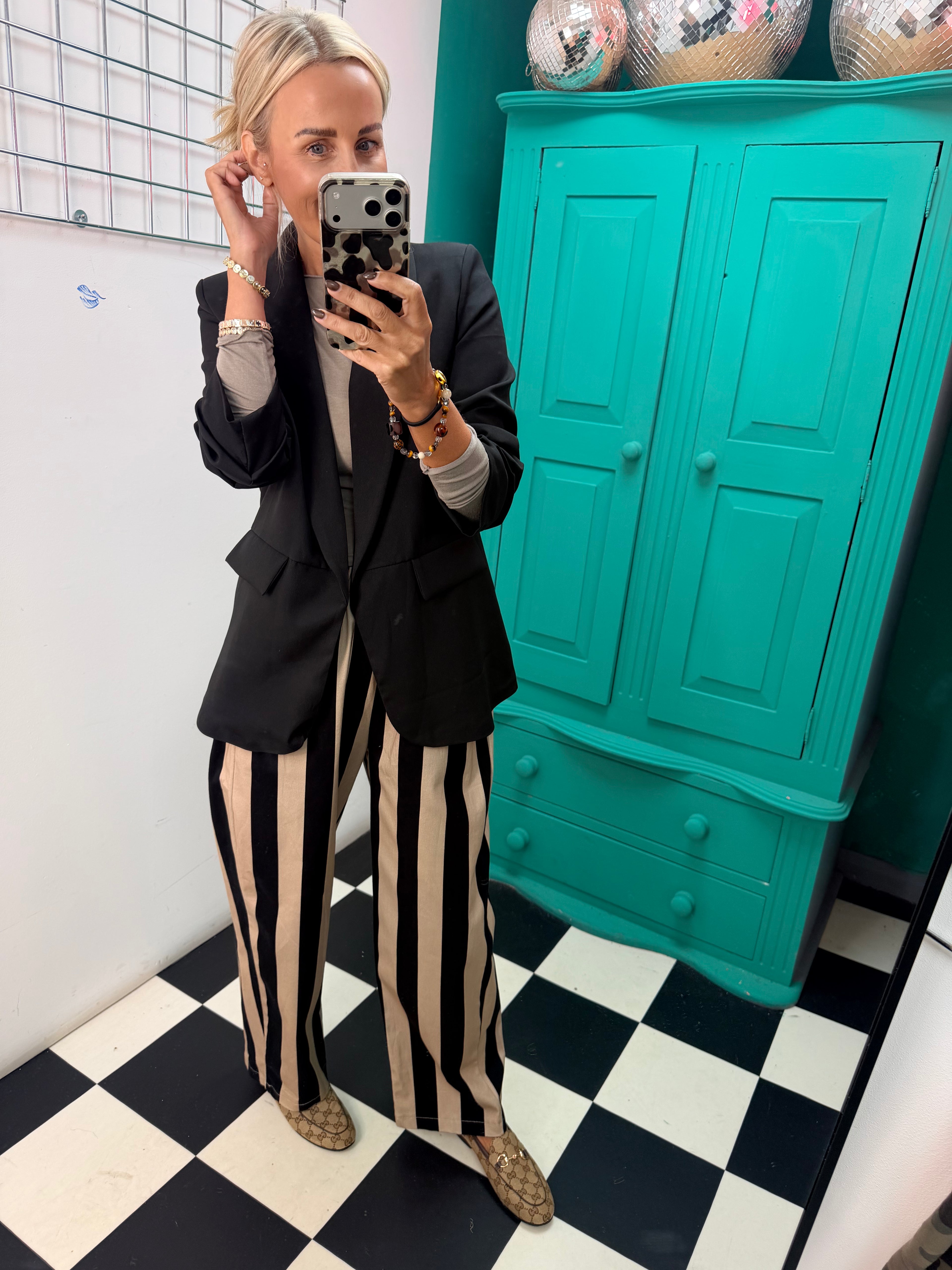 The Bold Stripe Trousers Black/Cream