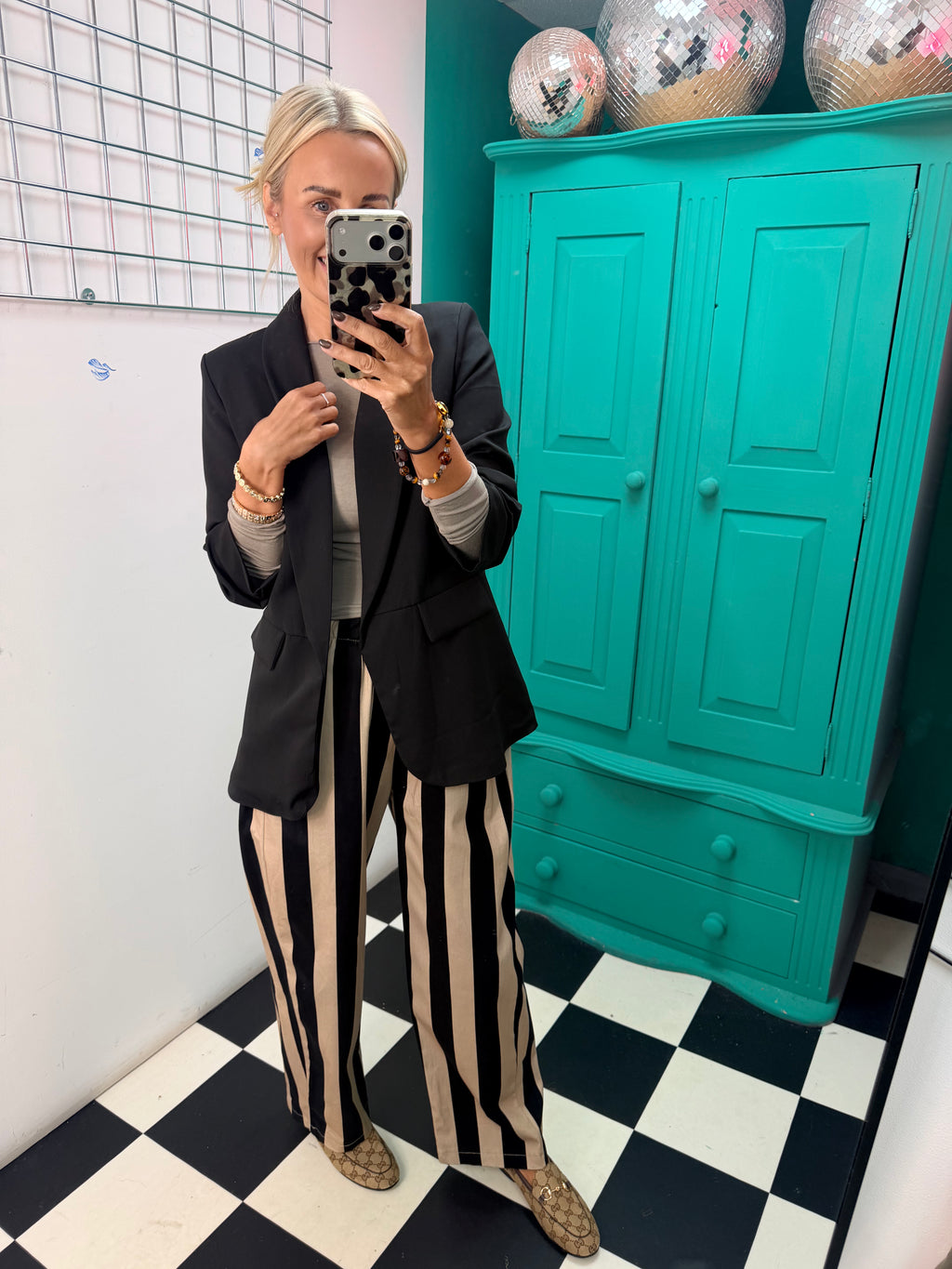 The Bold Stripe Trousers Black/Cream