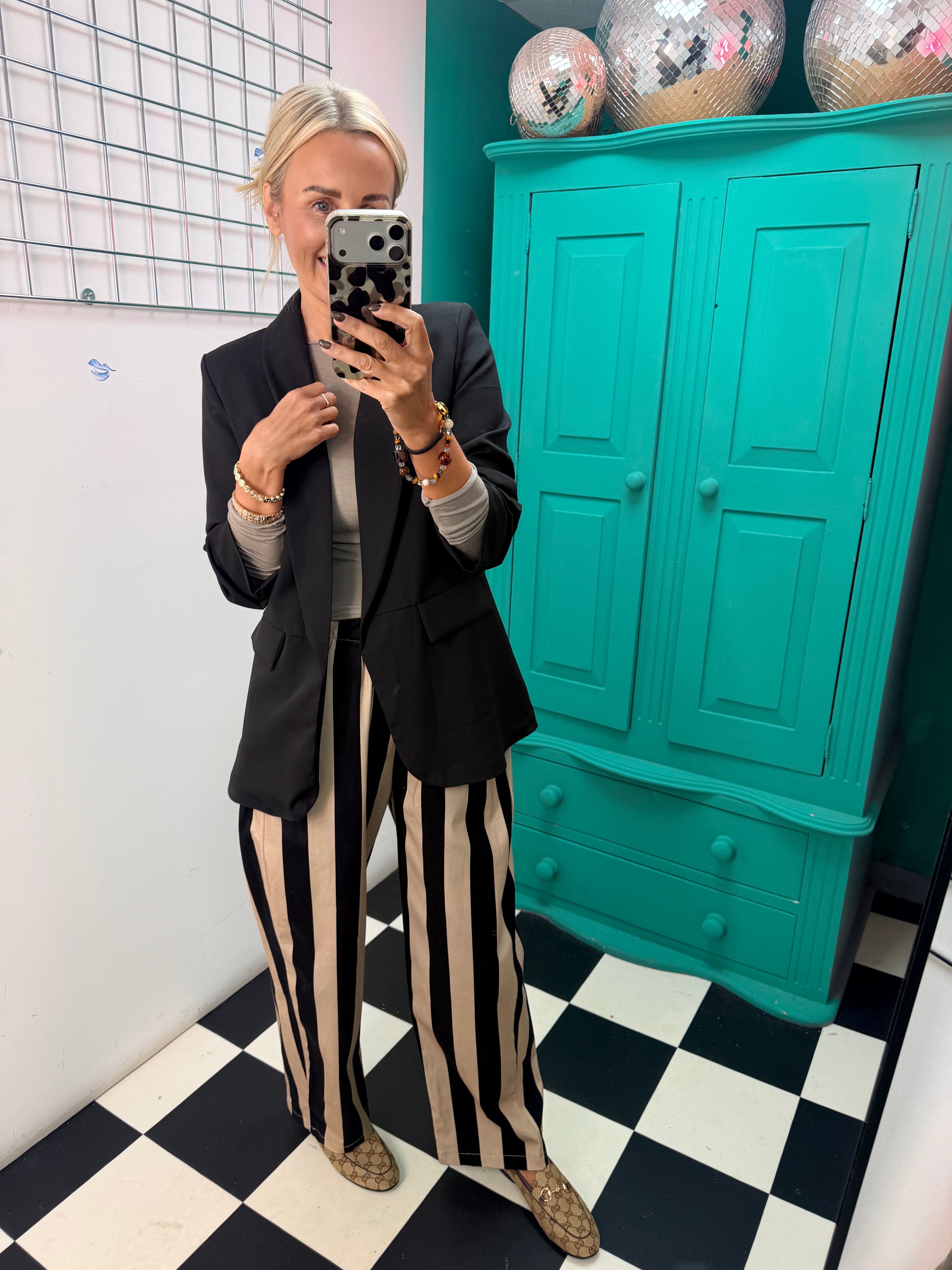 The Bold Stripe Trousers Black/Cream