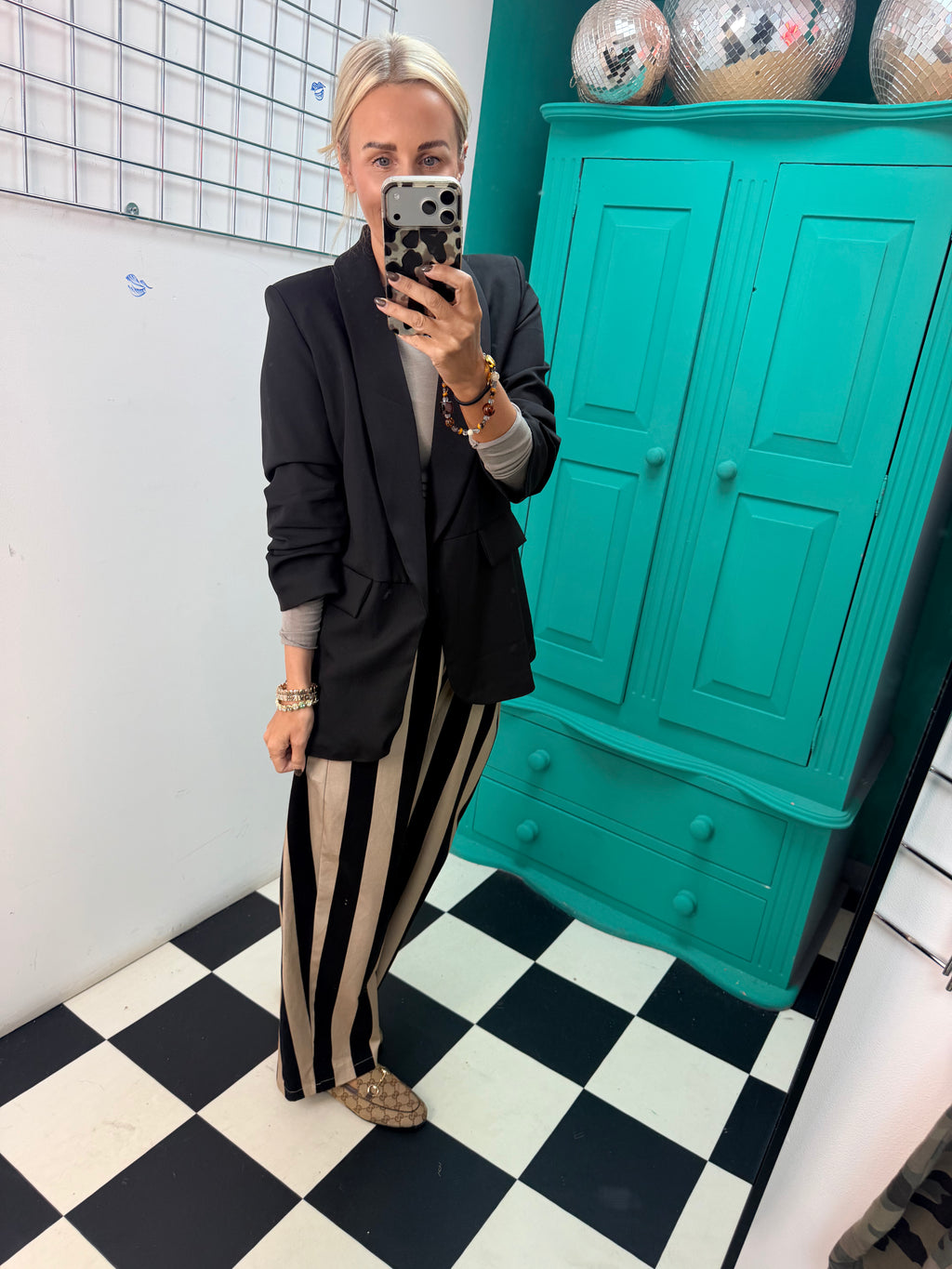 The Bold Stripe Trousers Black/Cream