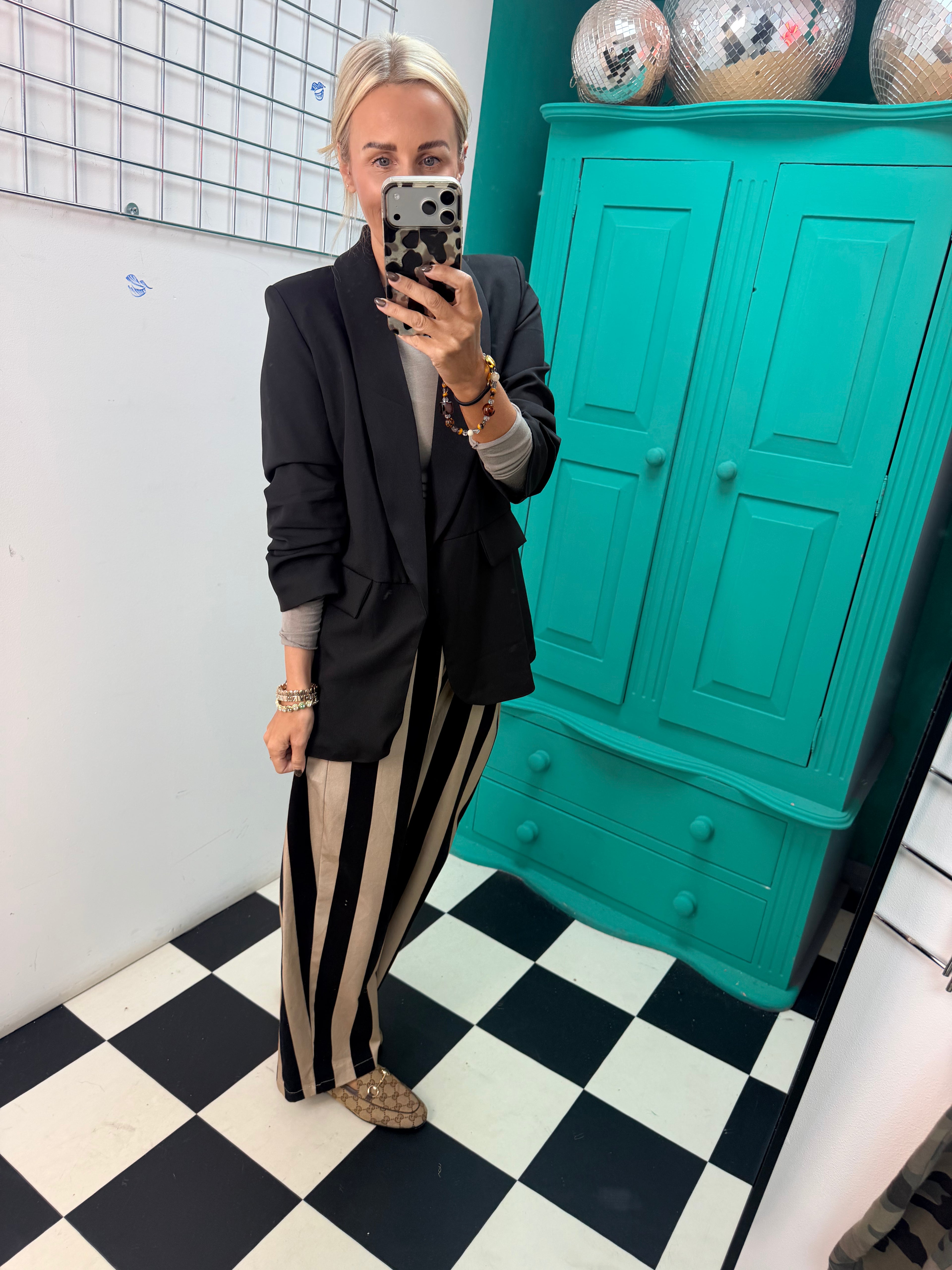 The Bold Stripe Trousers Black/Cream