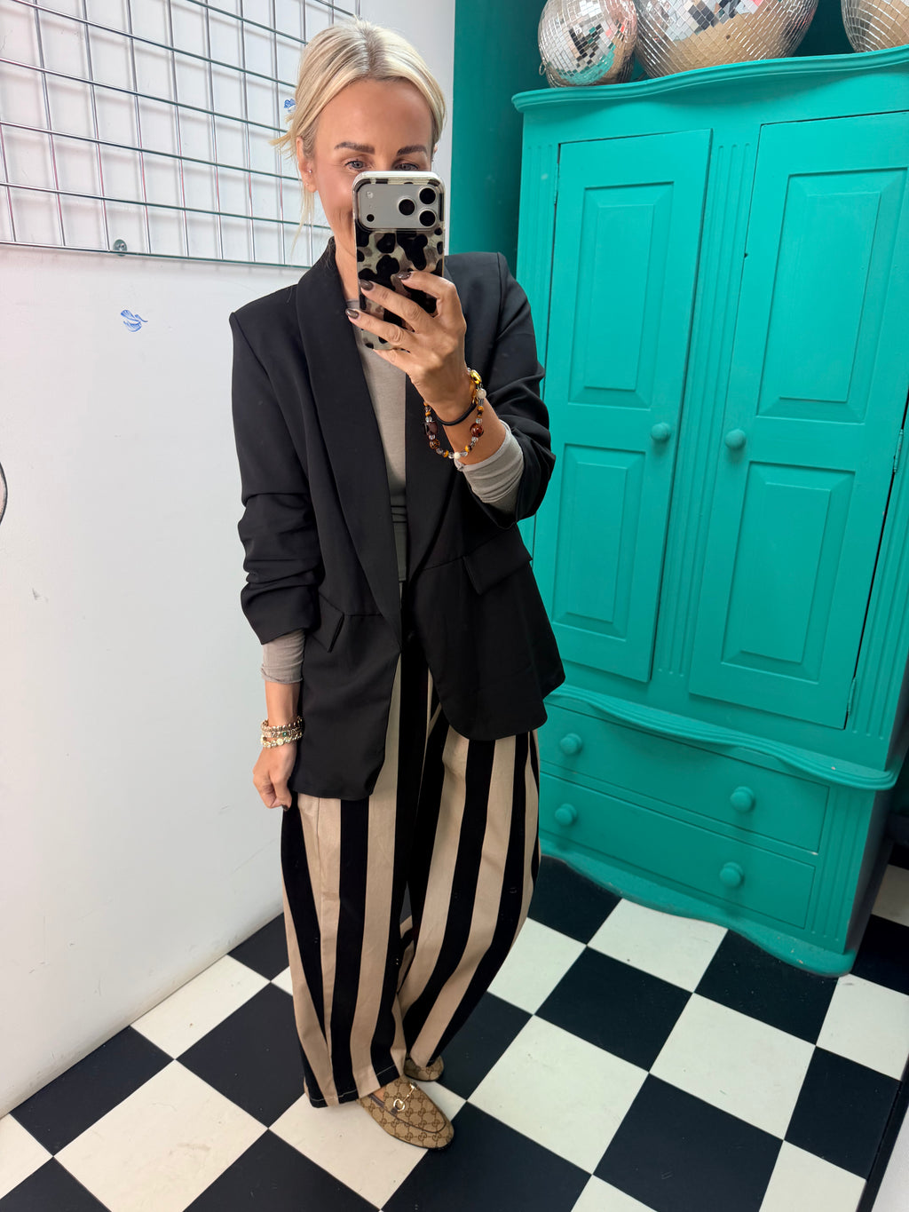 The Bold Stripe Trousers Black/Cream