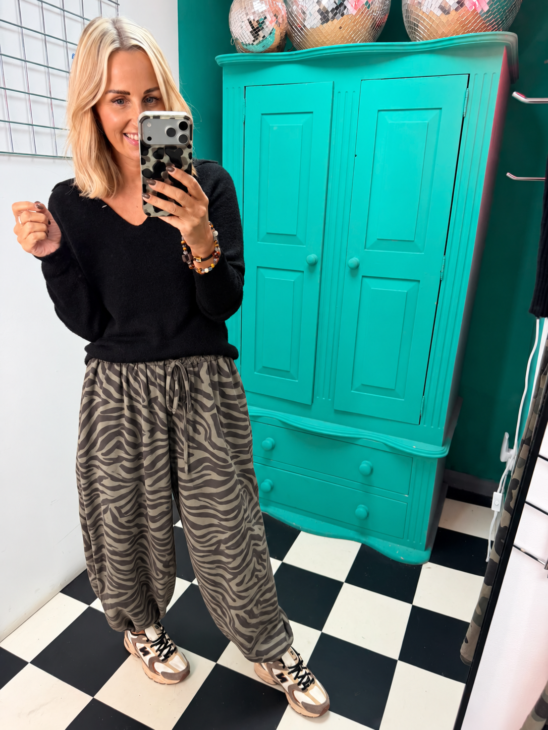 Leopard Balloon Joggers - Khaki