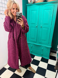 Oversized cosy knit coat - Plum