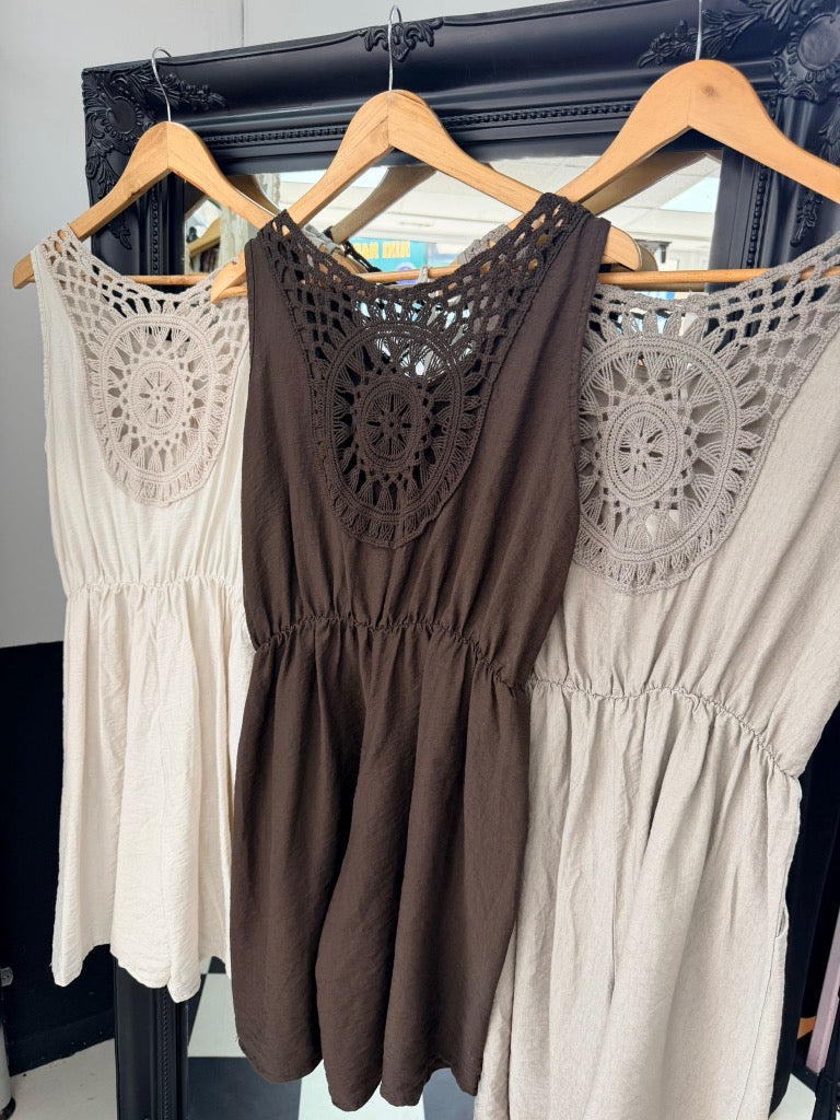 Crochet Boho Playsuit Chocolate