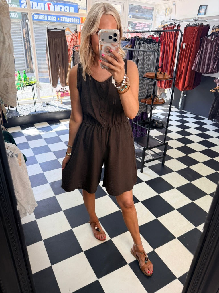 Crochet Boho Playsuit Chocolate