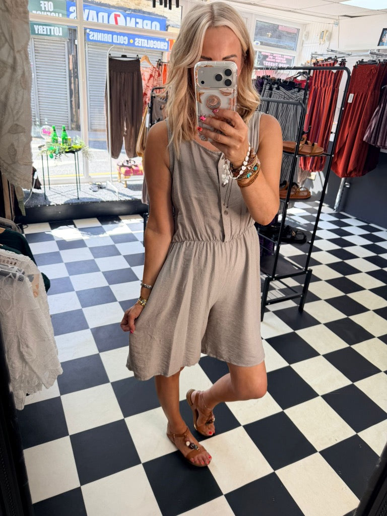 Crochet Boho Playsuit Taupe