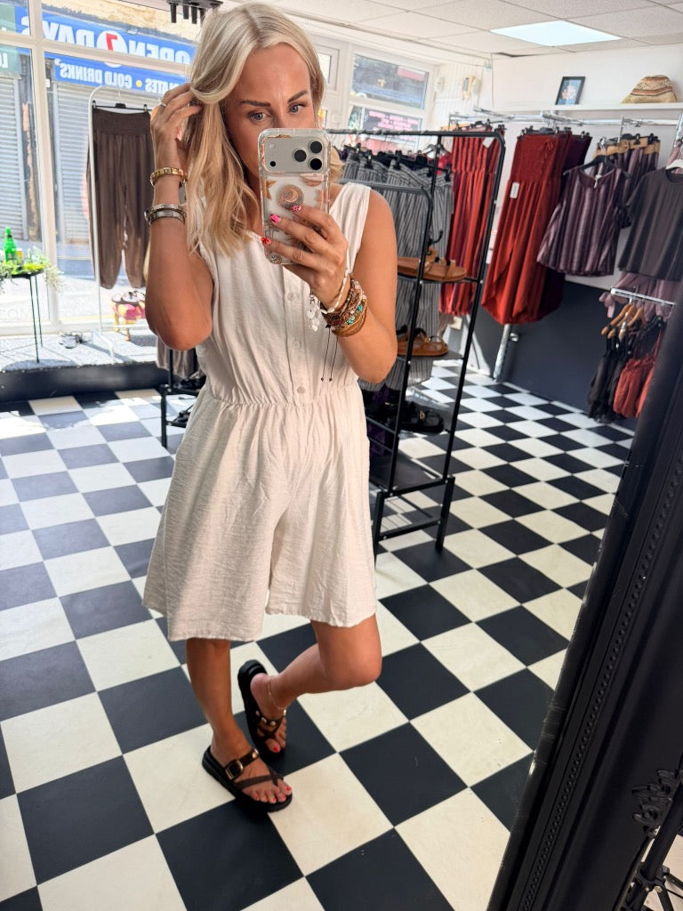 Crochet Boho Playsuit Cream