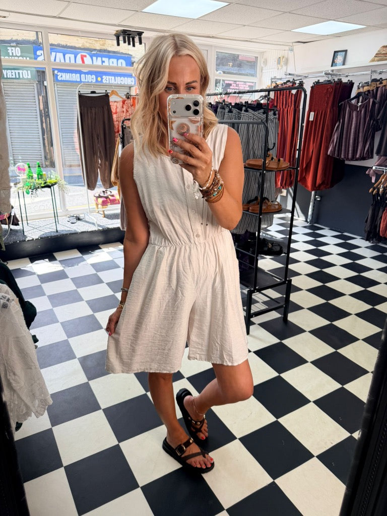 Crochet Boho Playsuit Cream
