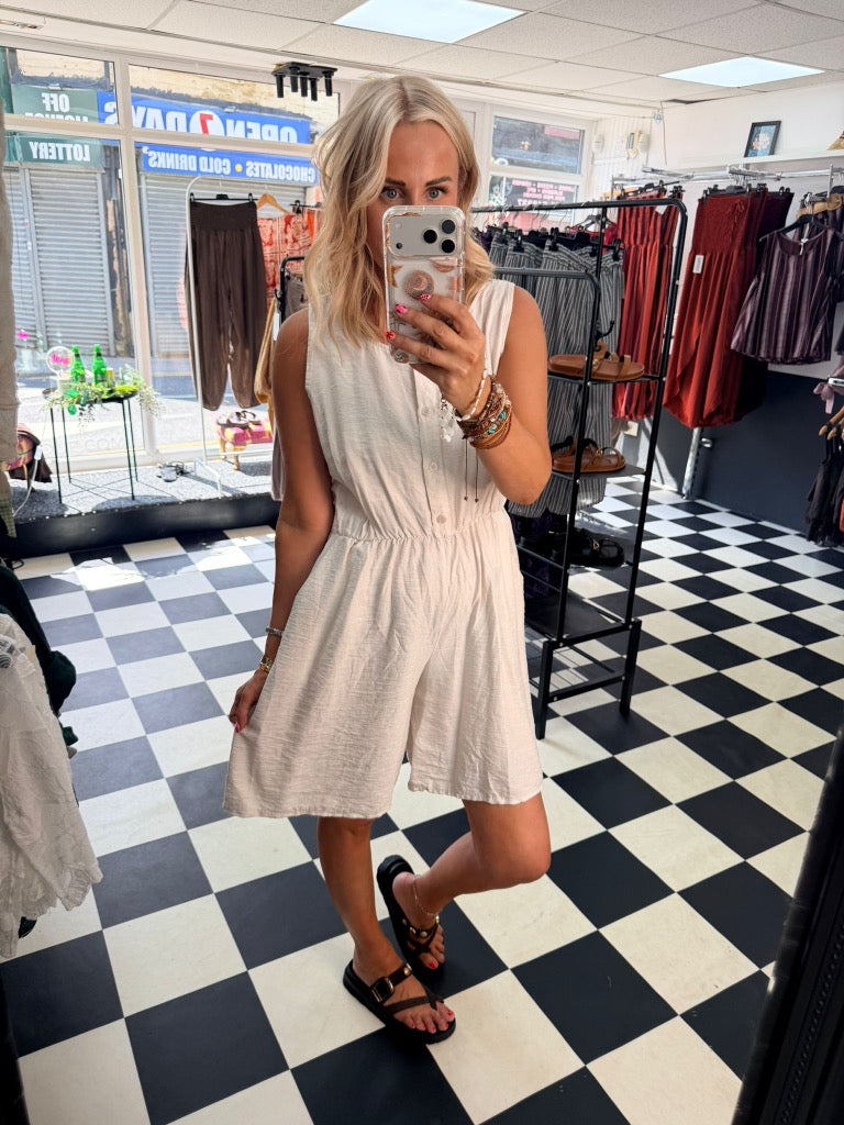 Crochet Boho Playsuit Cream
