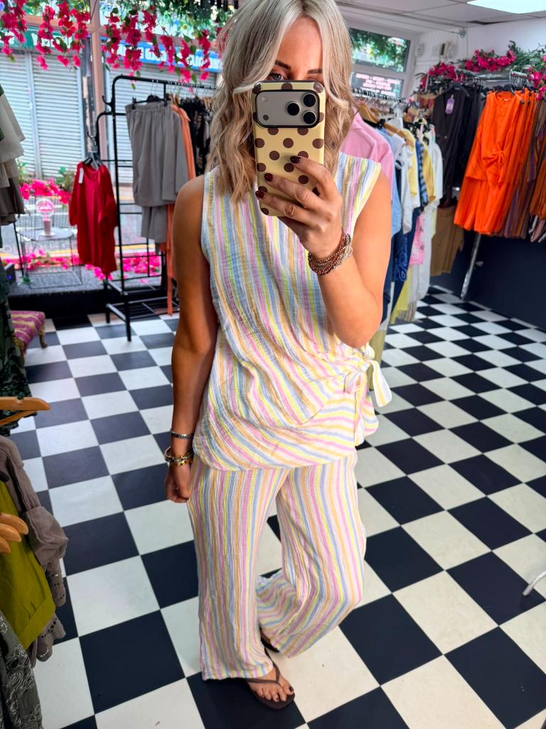 Side tie stripe set - Pastel mix