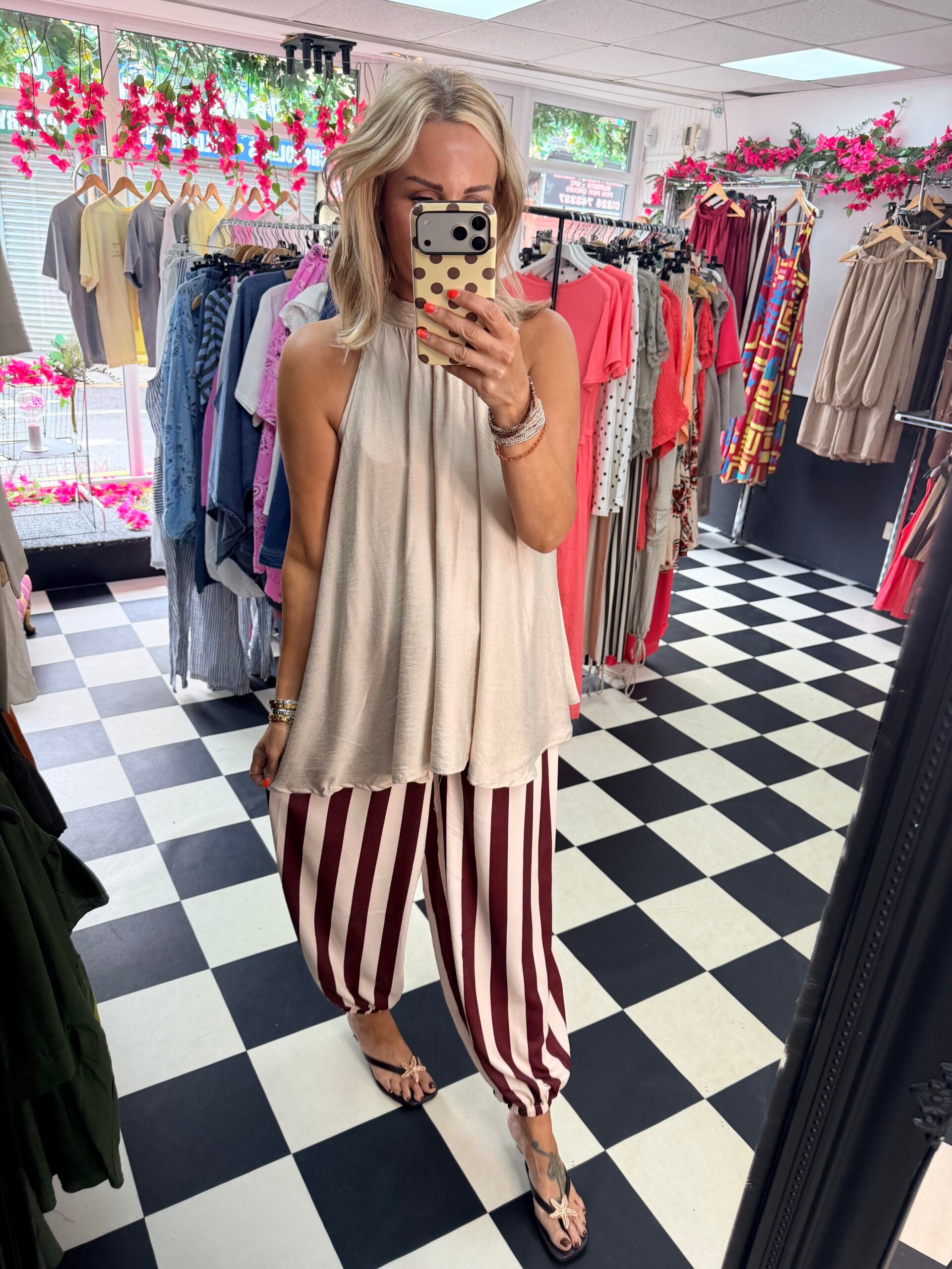 High Neck Swing Vest  Cream