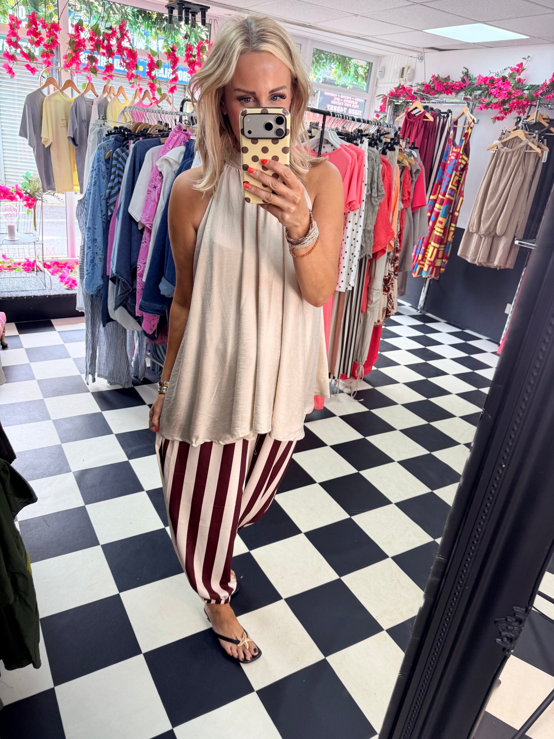 High Neck Swing Vest  Cream