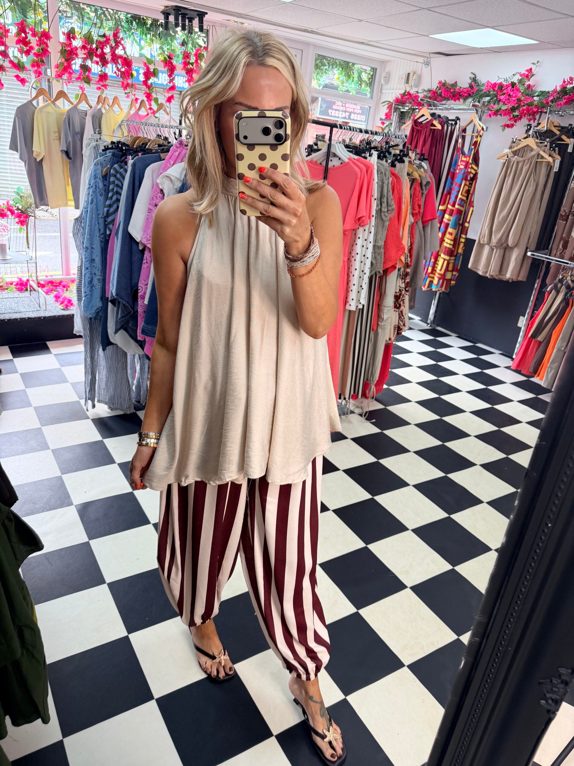 High Neck Swing Vest  Cream