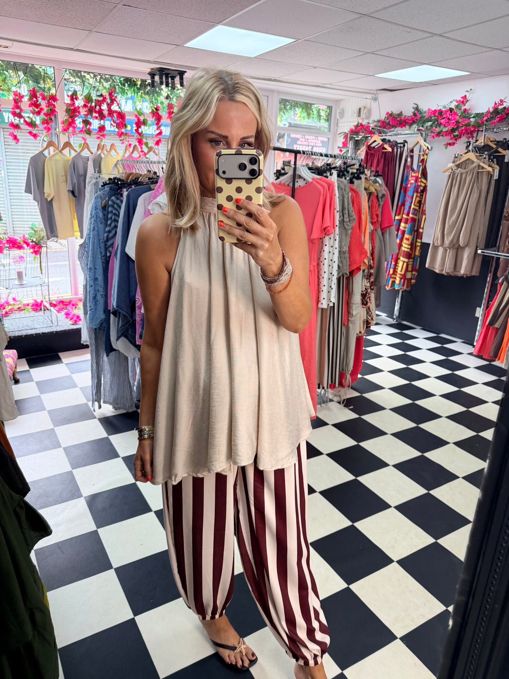 High Neck Swing Vest  Cream