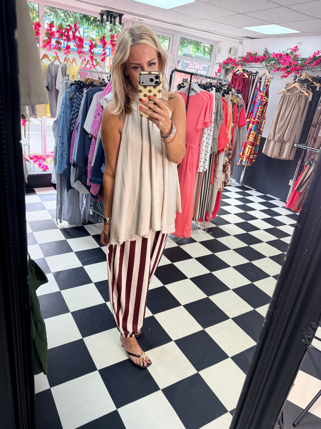 High Neck Swing Vest  Cream