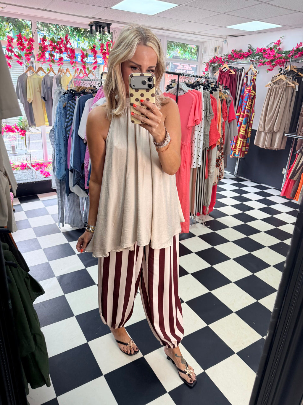 High Neck Swing Vest  Cream