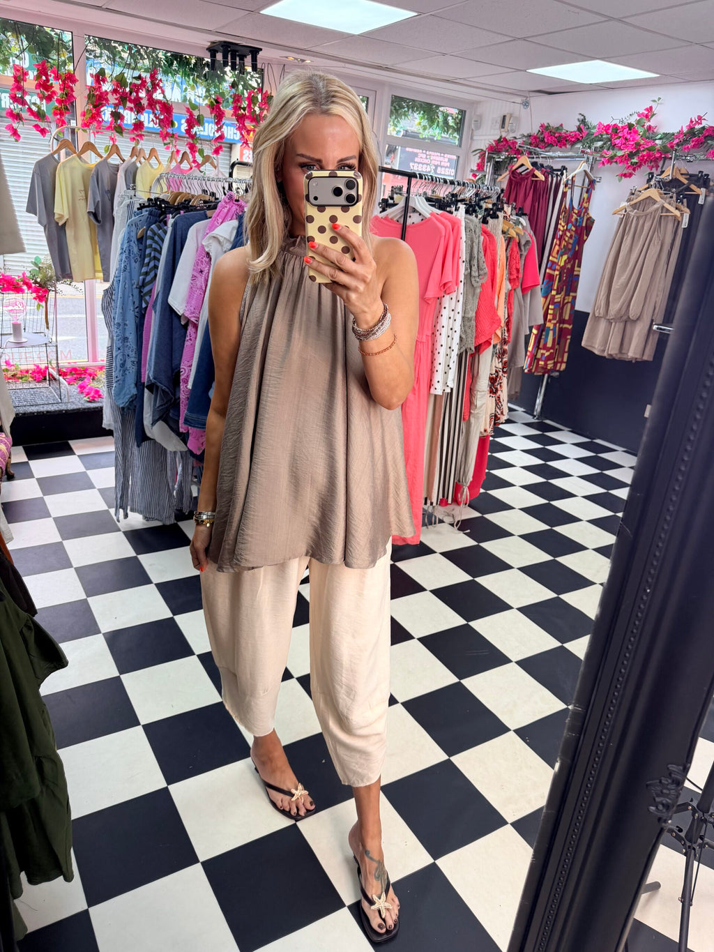 High Neck Swing Vest Mocha