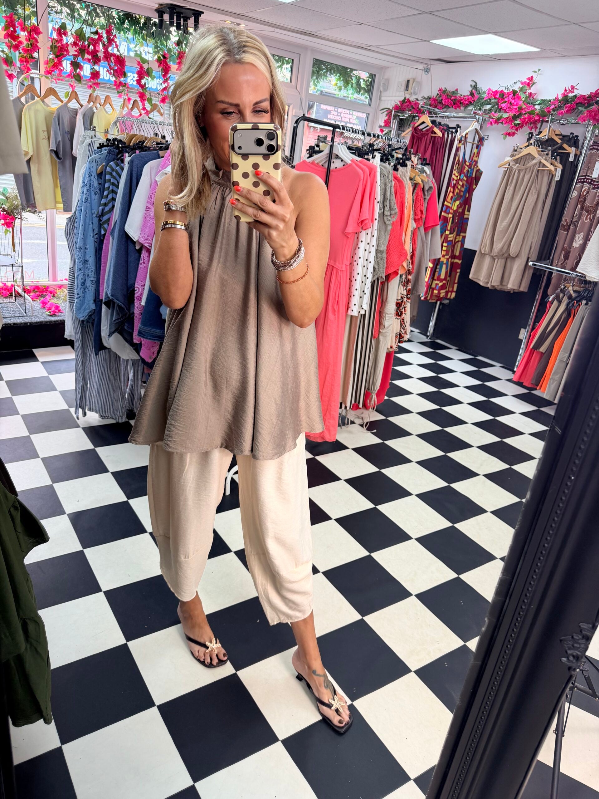 High Neck Swing Vest Mocha