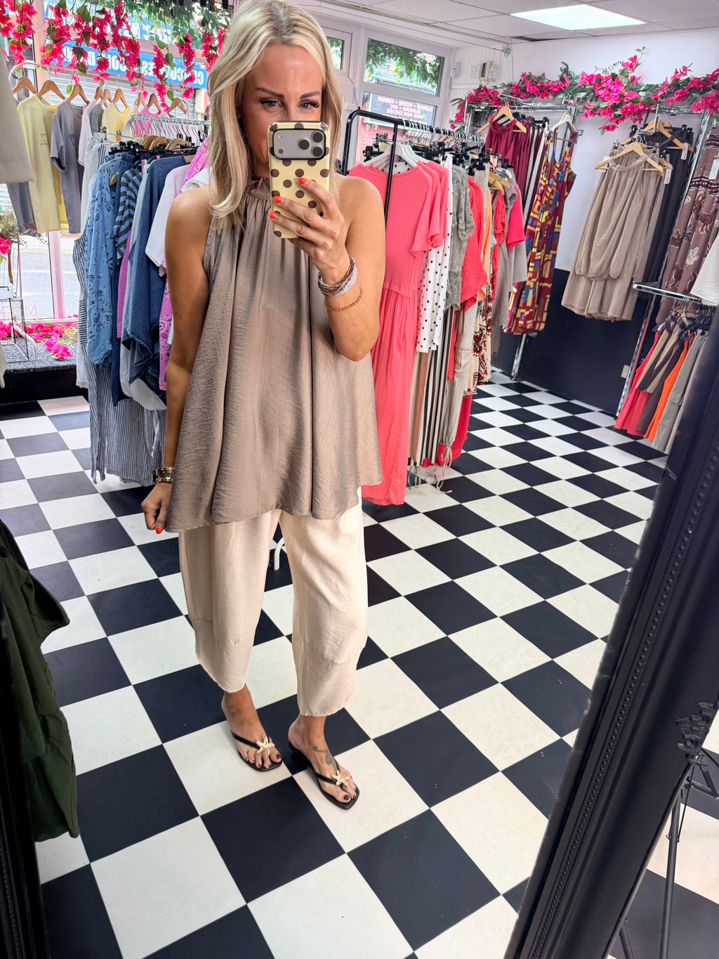 High Neck Swing Vest Mocha