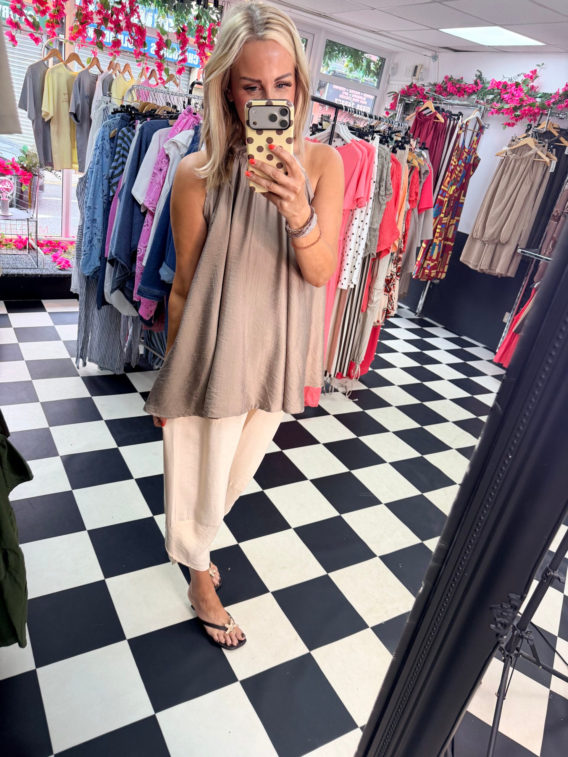 High Neck Swing Vest Mocha