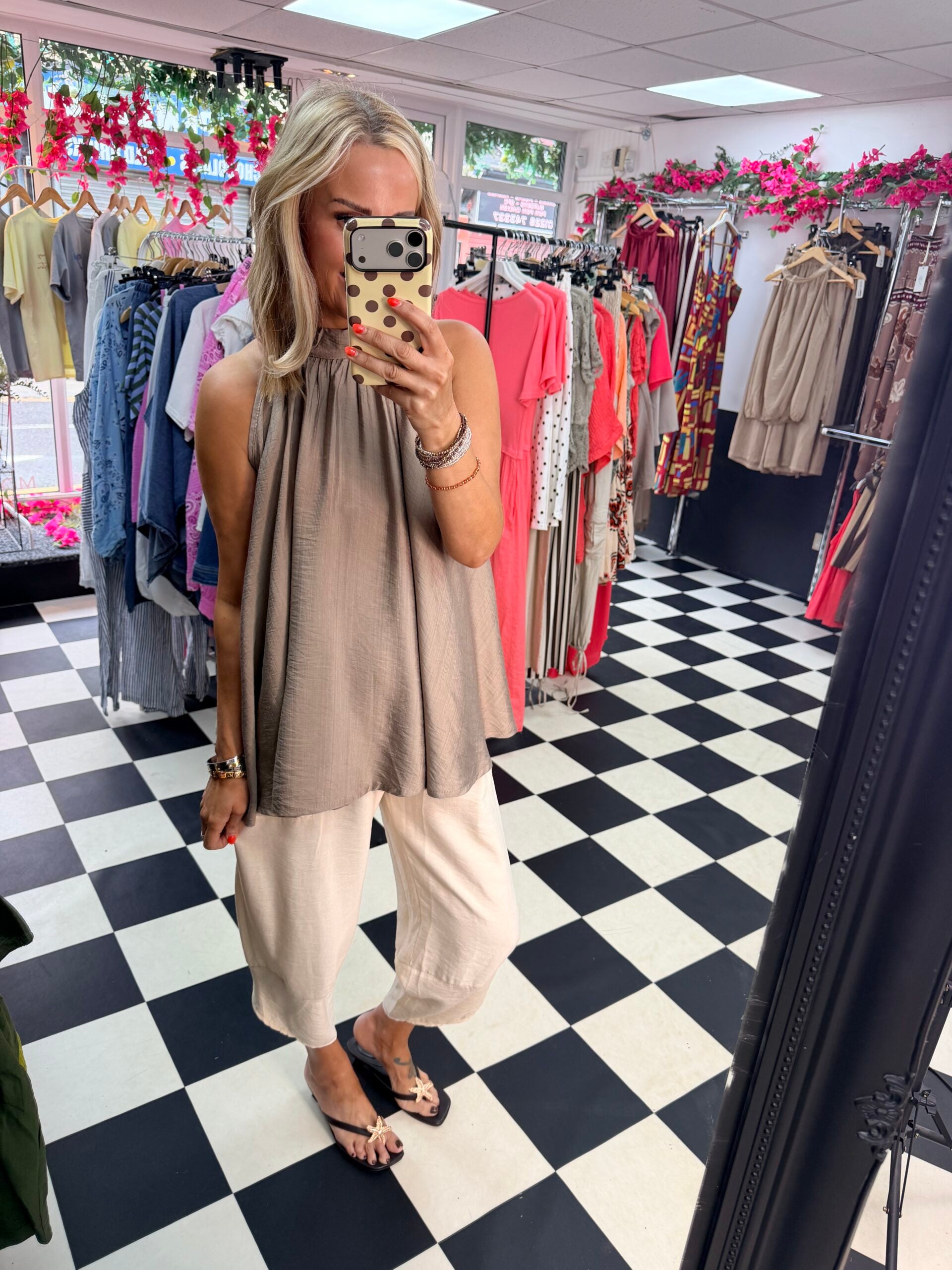 High Neck Swing Vest Mocha