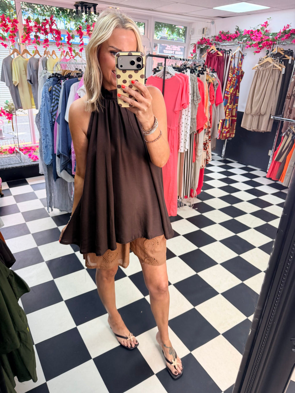 High Neck Swing Vest Chocolate