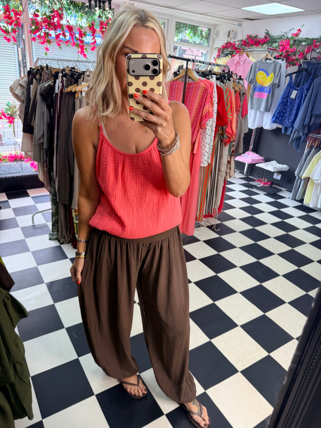 Cheesecloth Cami Coral