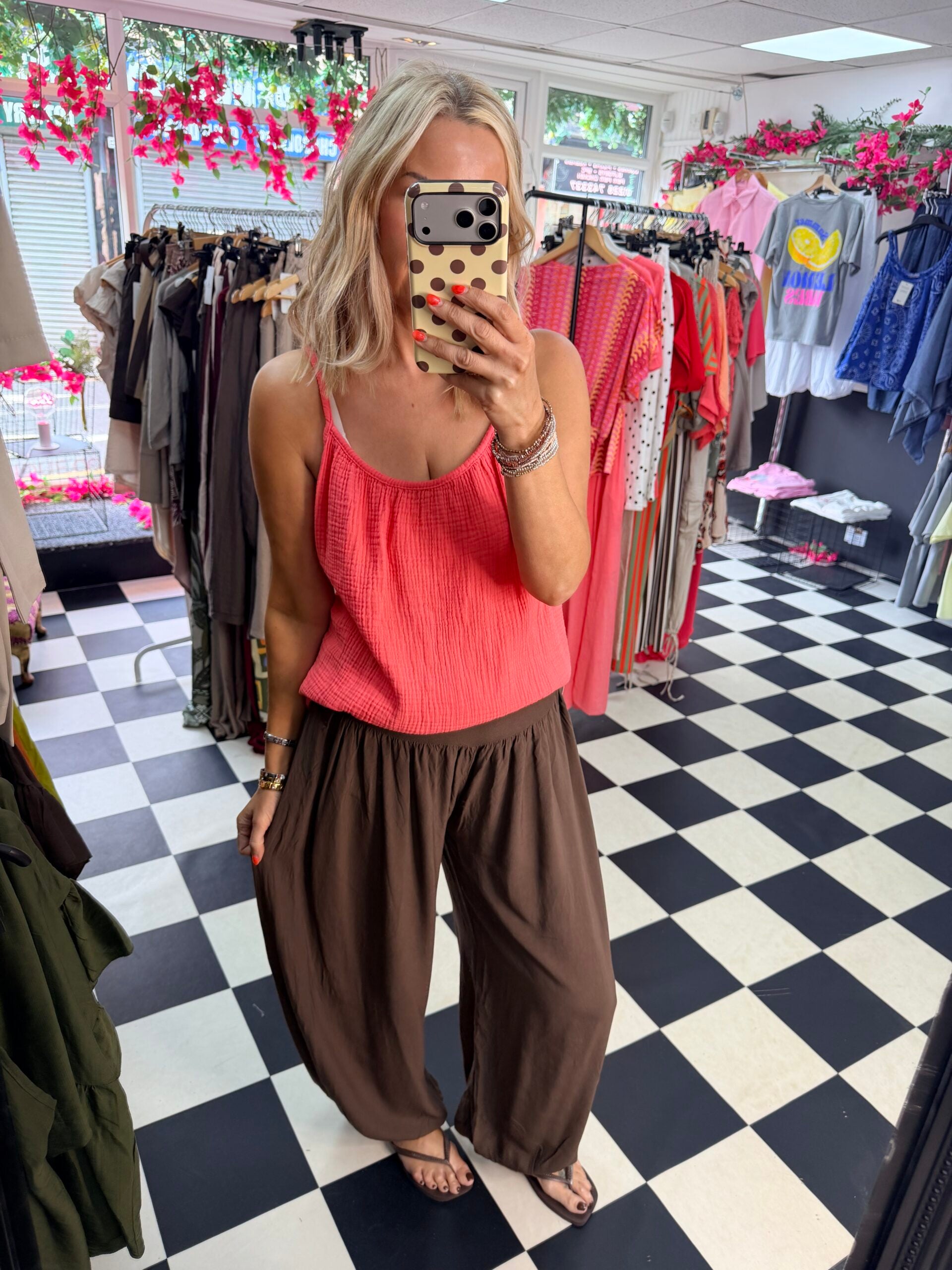 Cheesecloth Cami Coral