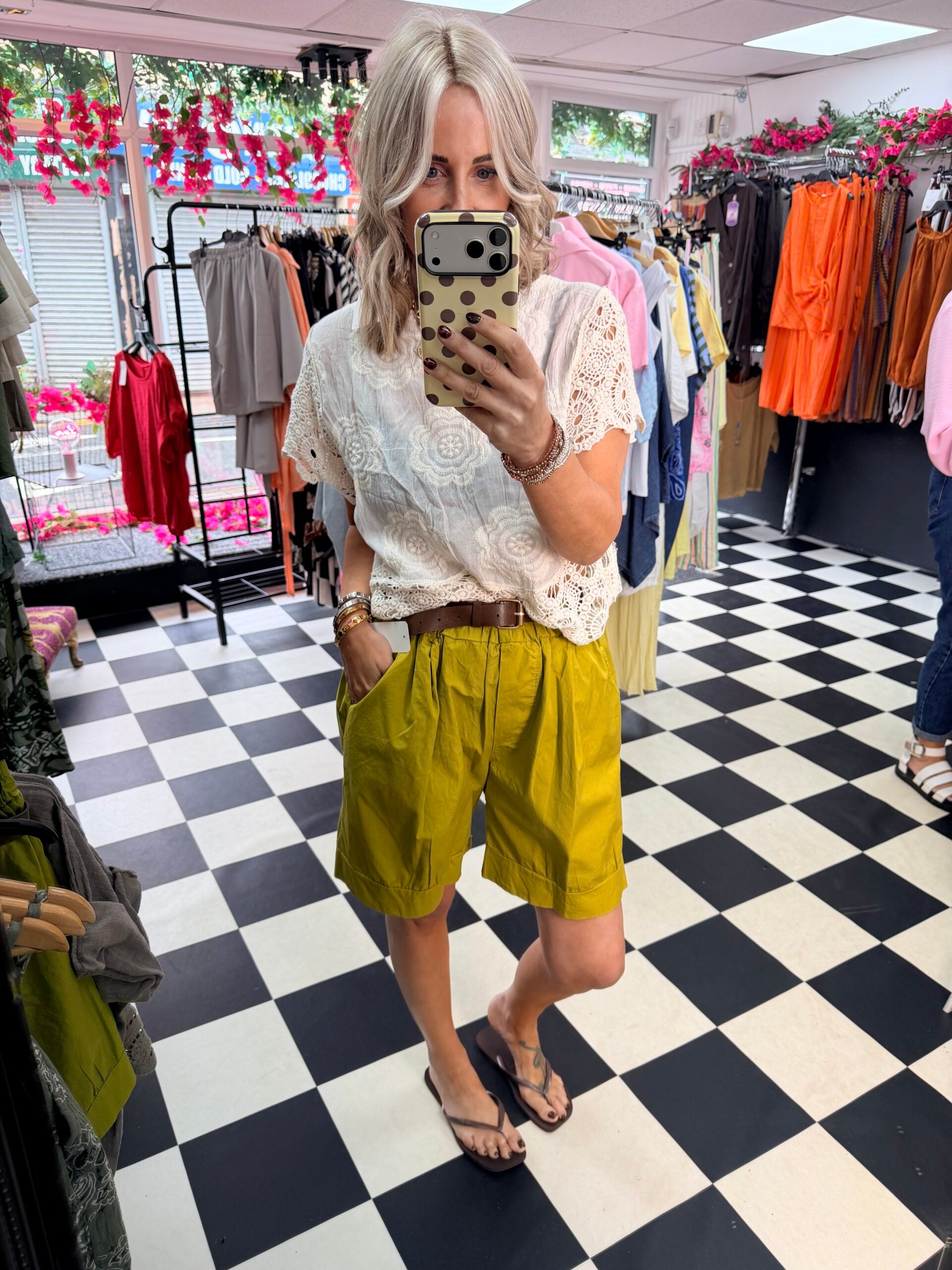 Belted Shorts - Lime