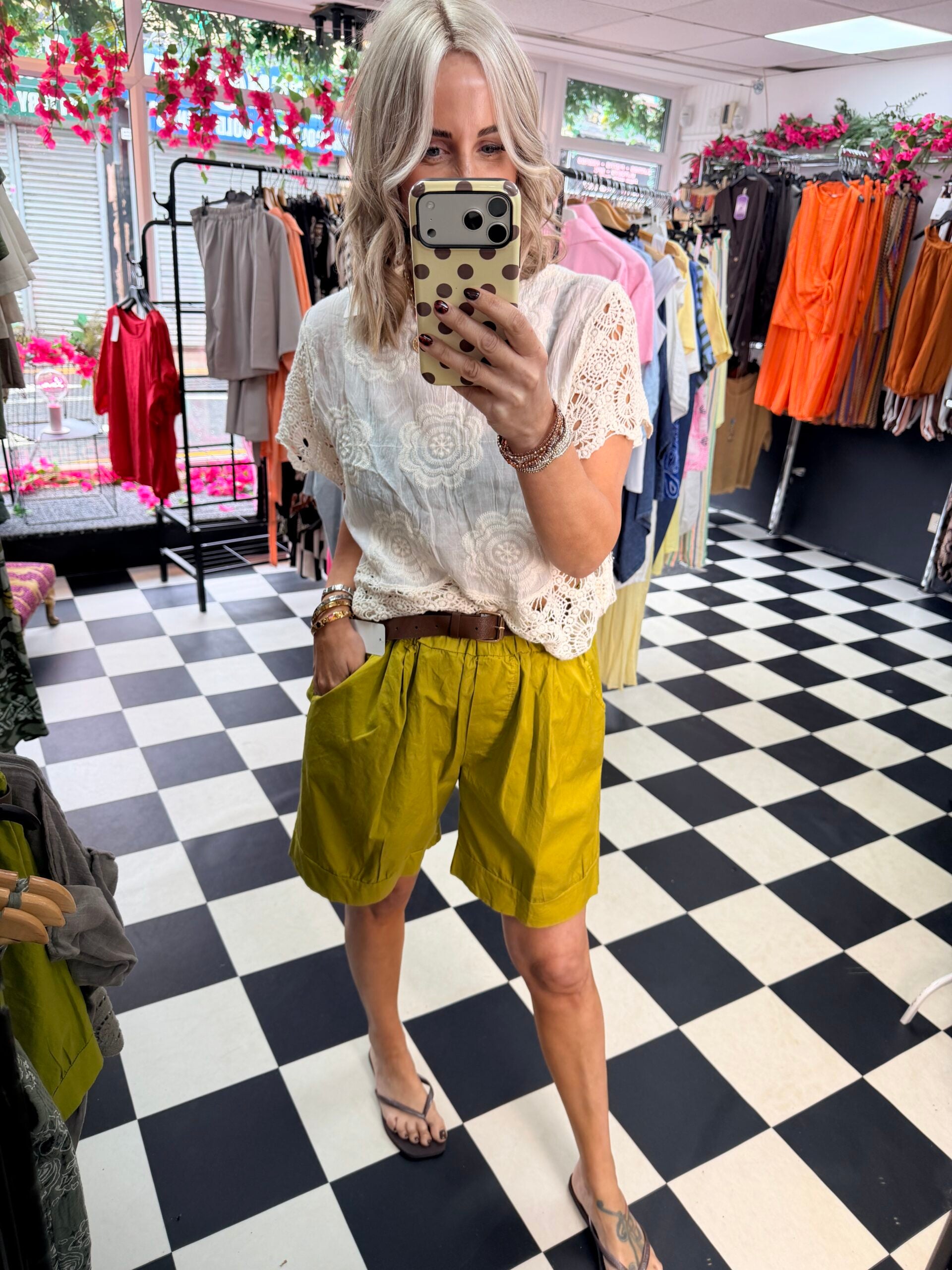 Belted Shorts - Lime