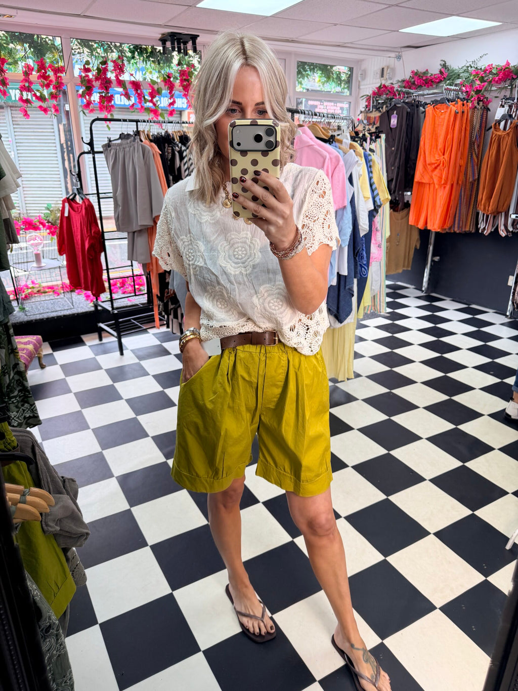 Belted Shorts - Lime