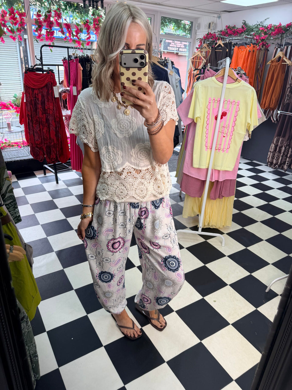 Hippy Aladin Trouser Cream / Purple