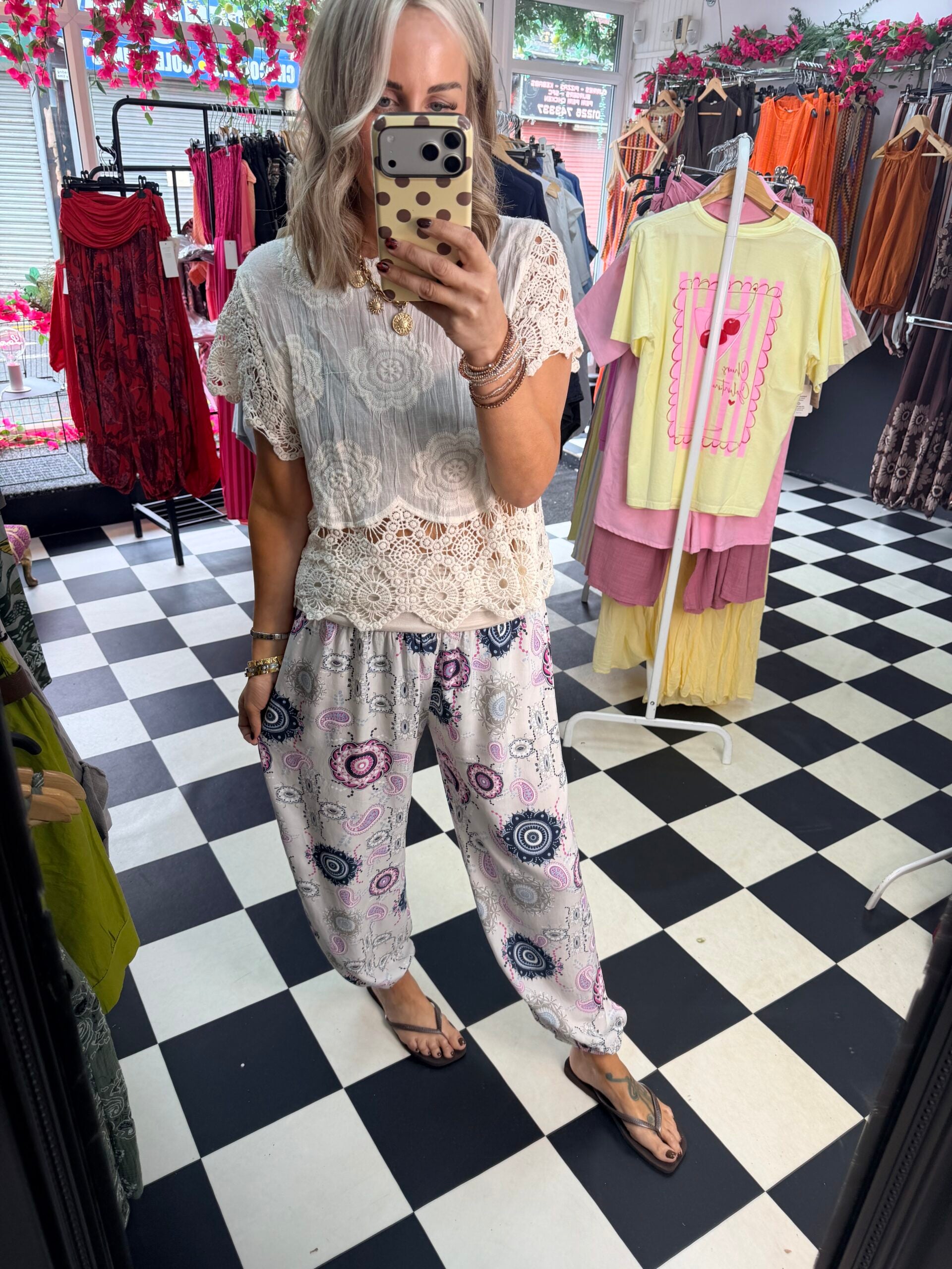 Hippy Aladin Trouser Cream / Purple