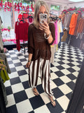 Tie Front Crochet Top  Chocolate