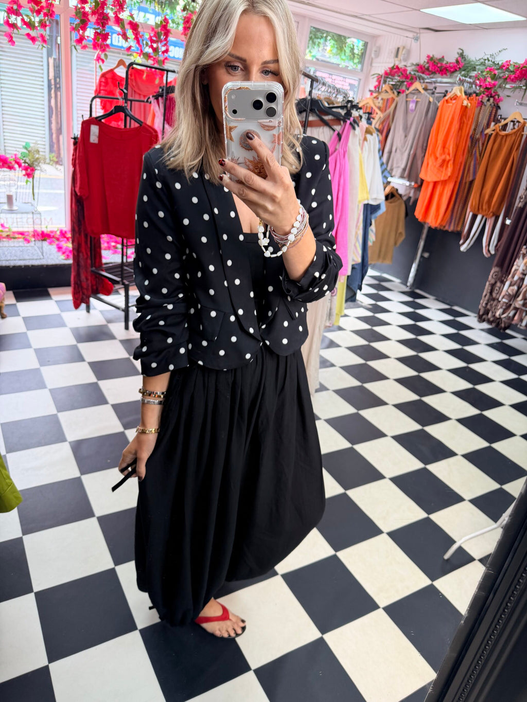 Polka Dot Summer Jacket Black