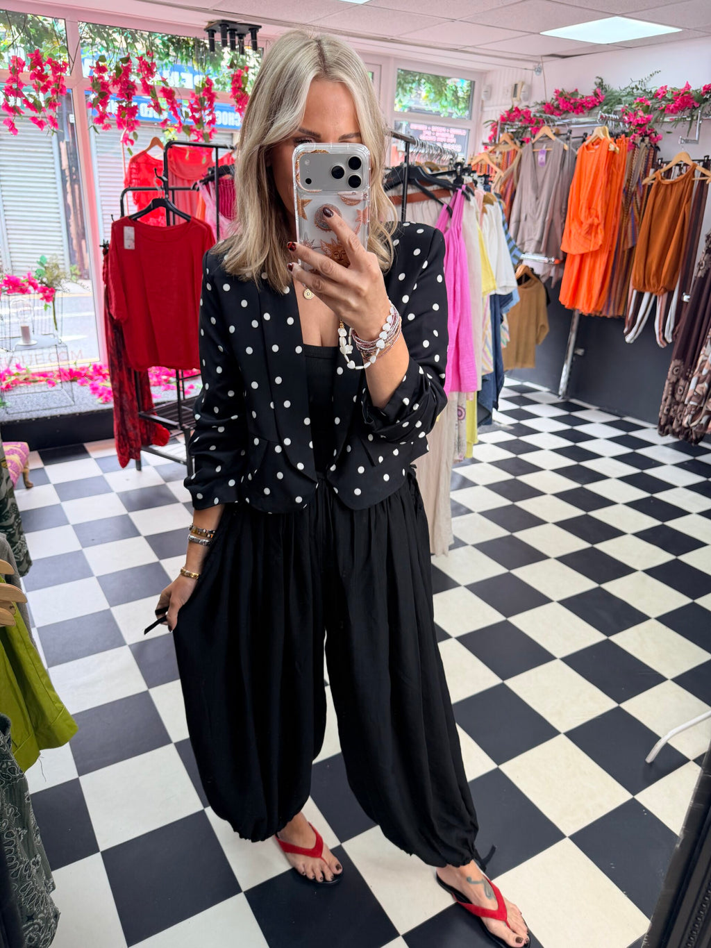Polka Dot Summer Jacket Black
