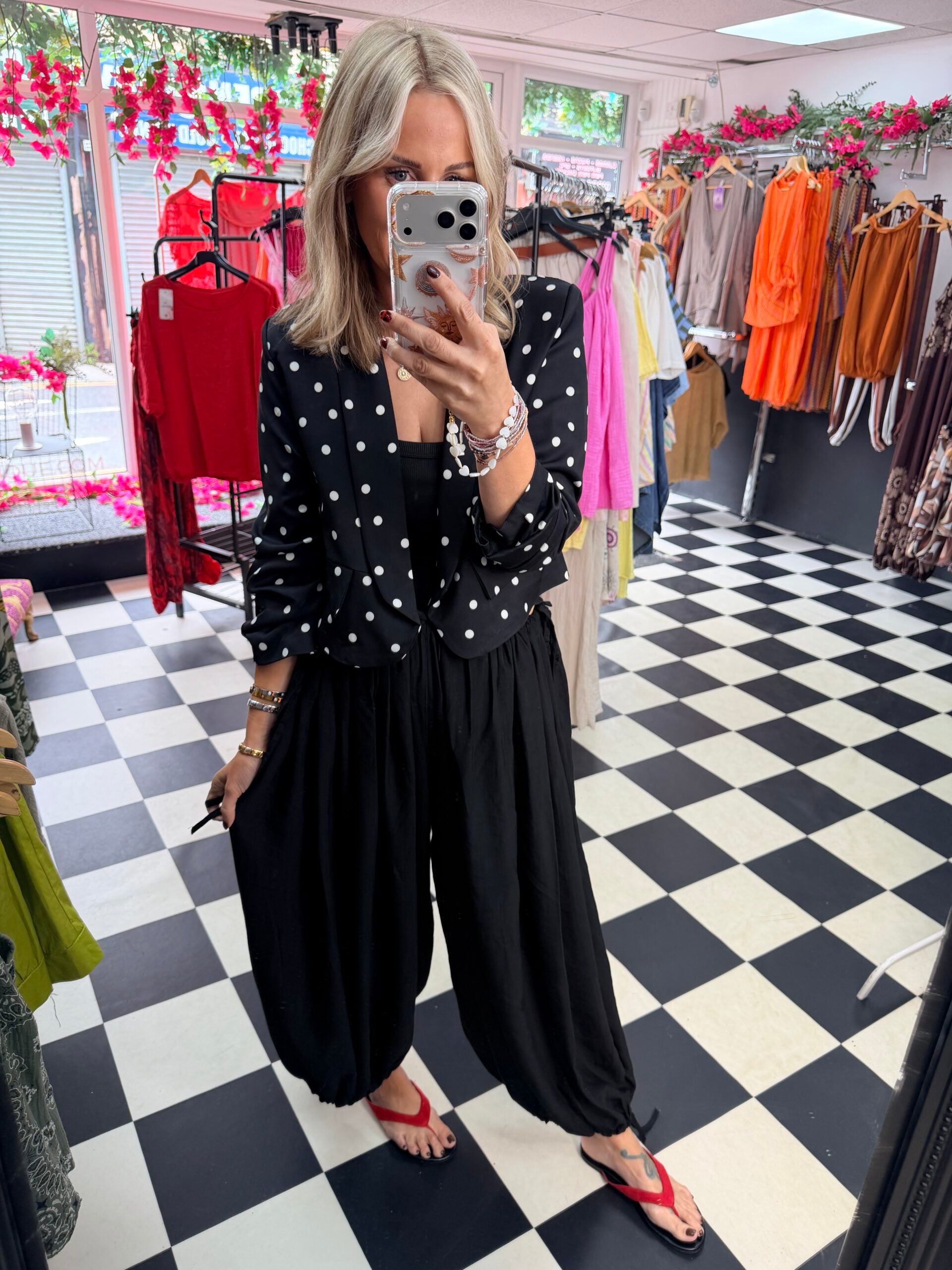 Polka Dot Summer Jacket Black