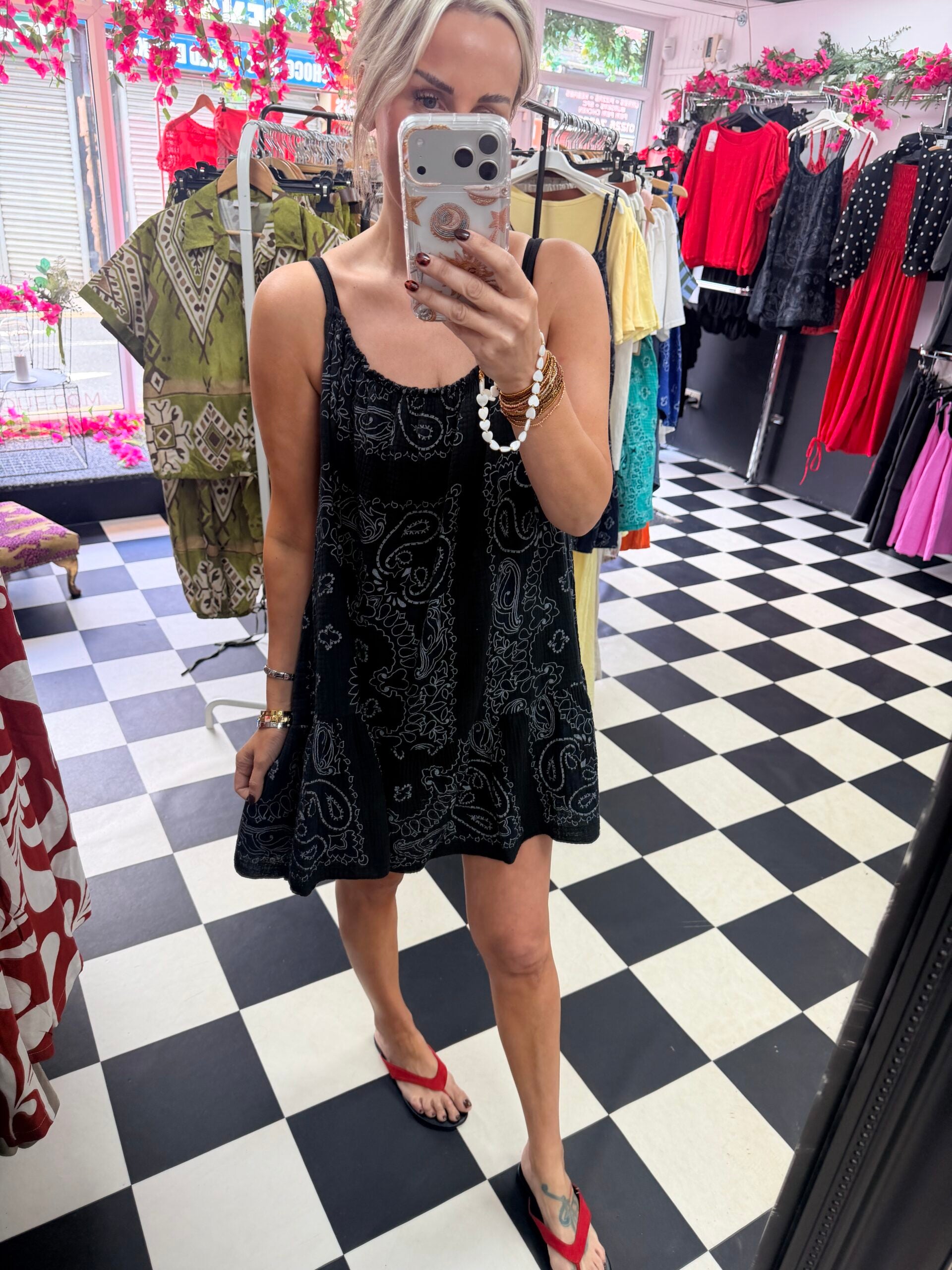 Bandana Summer Dress/Vest Black