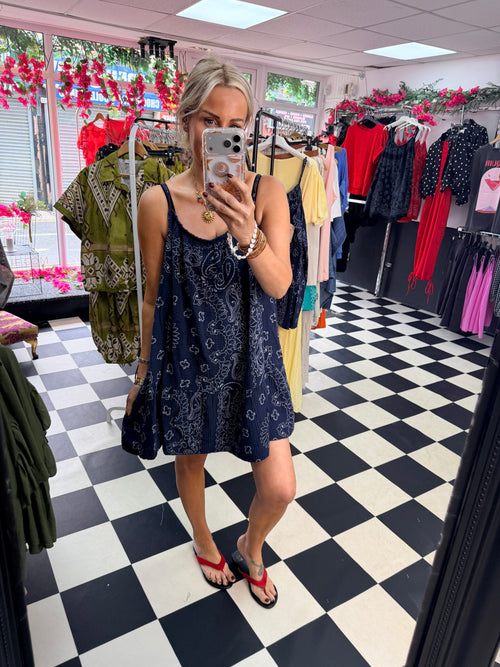 Bandana Summer Dress /Vest  Navy