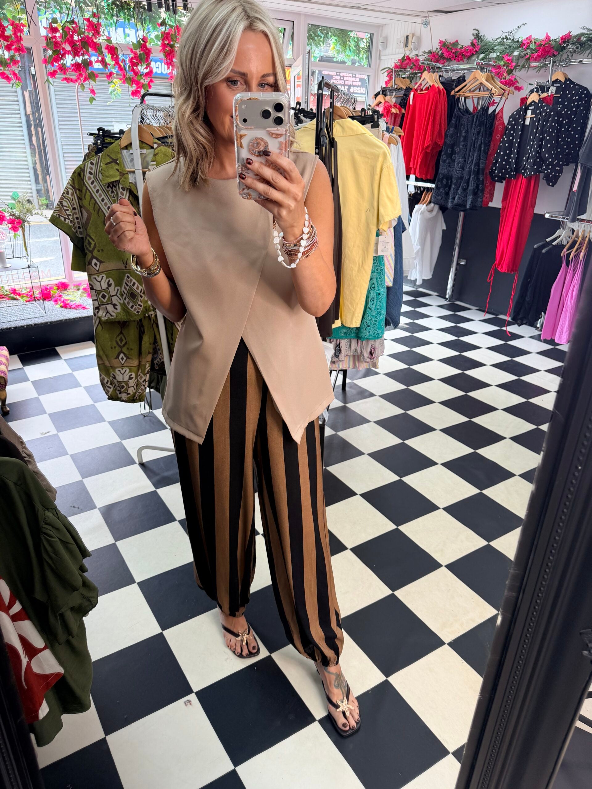 Striped trousers Black and Tan