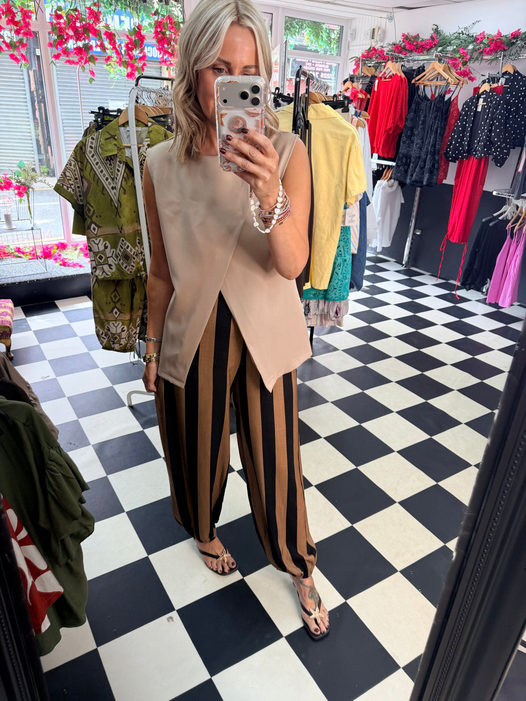 Striped trousers Black and Tan