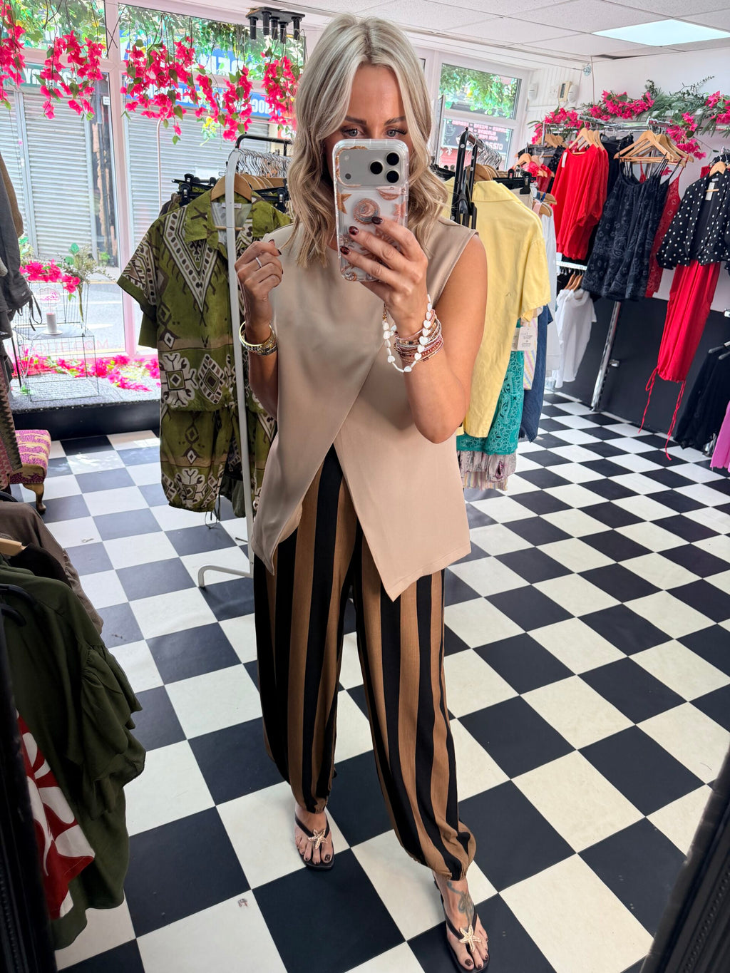 Striped trousers Black and Tan
