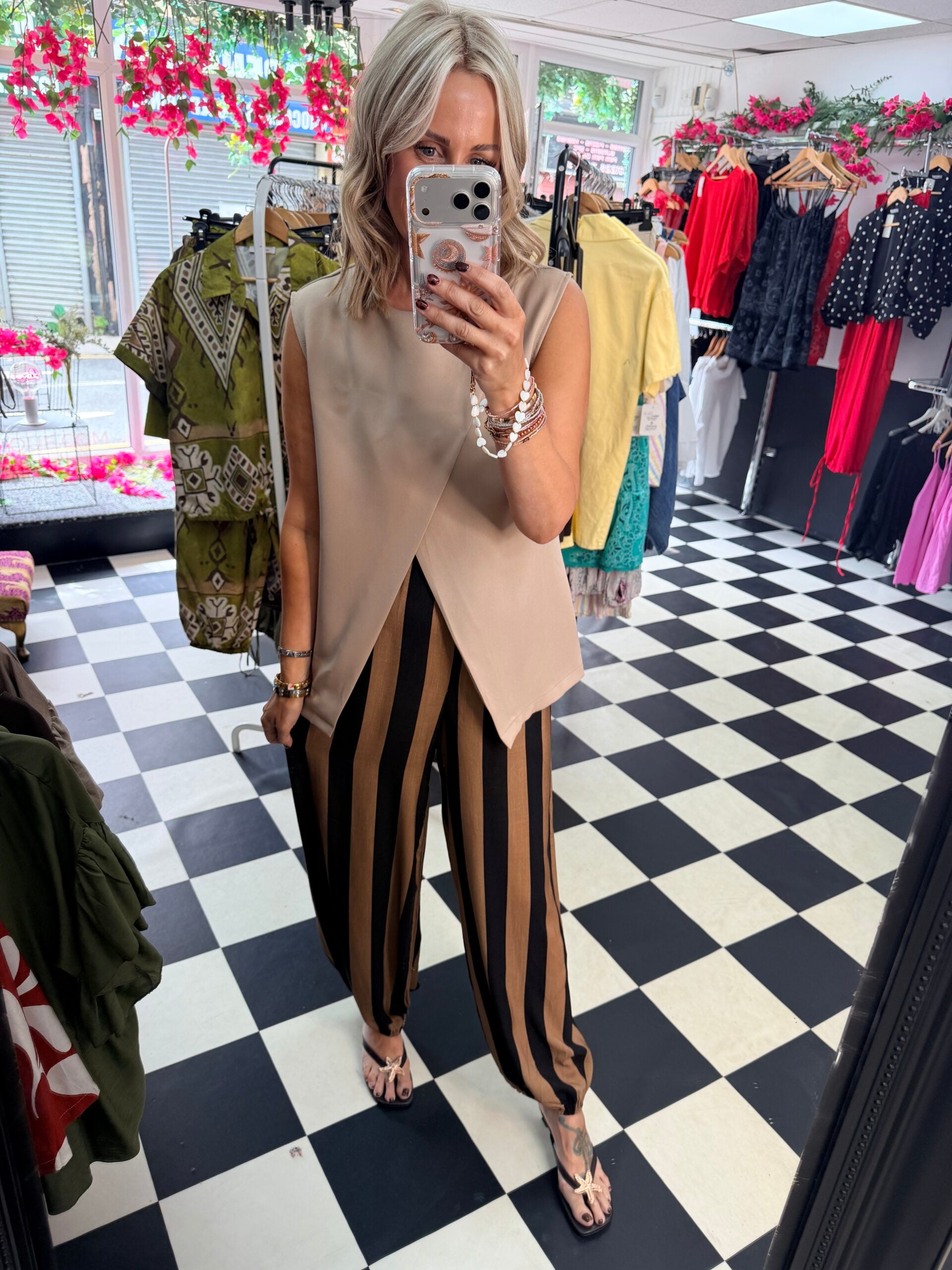 Striped trousers Black and Tan