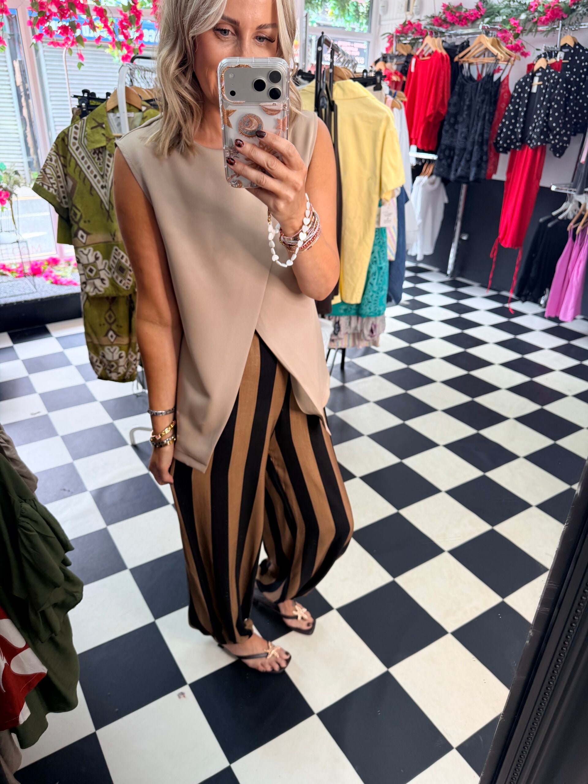 Striped trousers Black and Tan