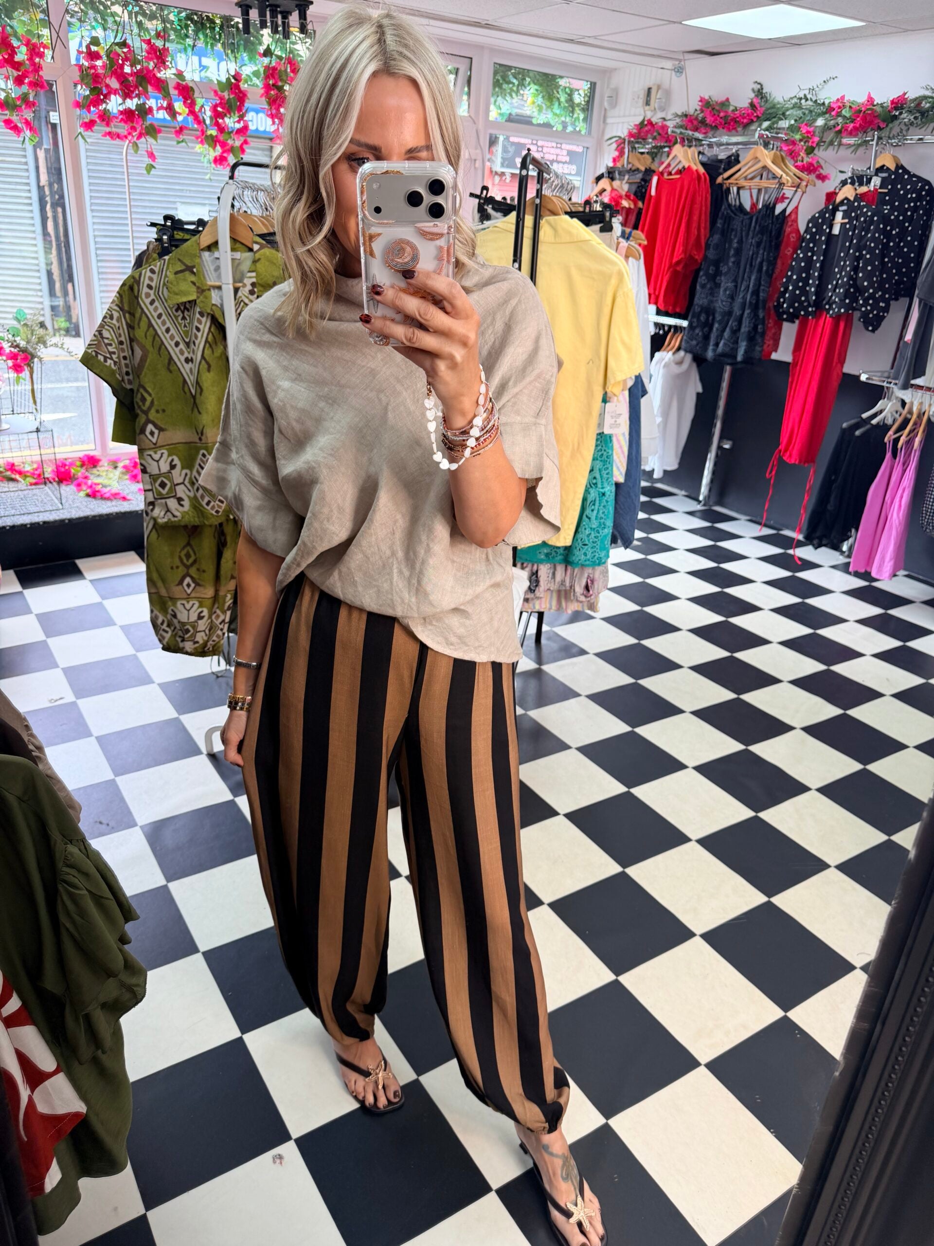 Striped trousers Black and Tan