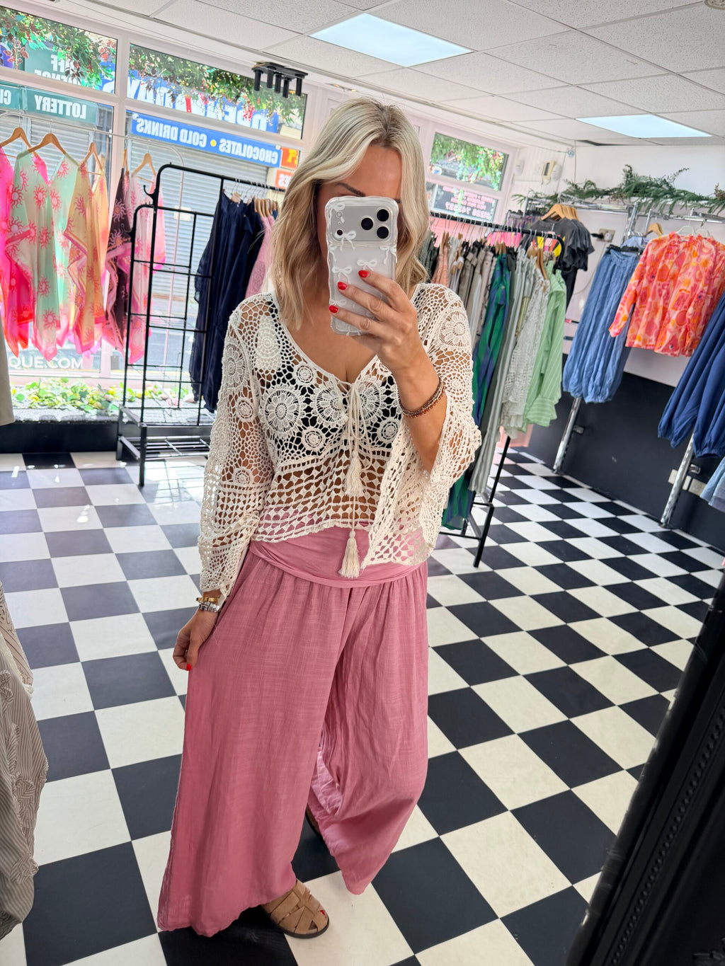 Cotton Wide Waistband Trouser Pink